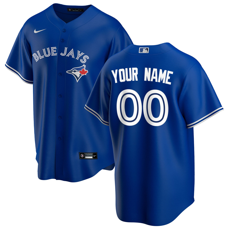 MLB Men Toronto Blue Jays Nike Royal Alternate 2020 Replica Custom Jersey 